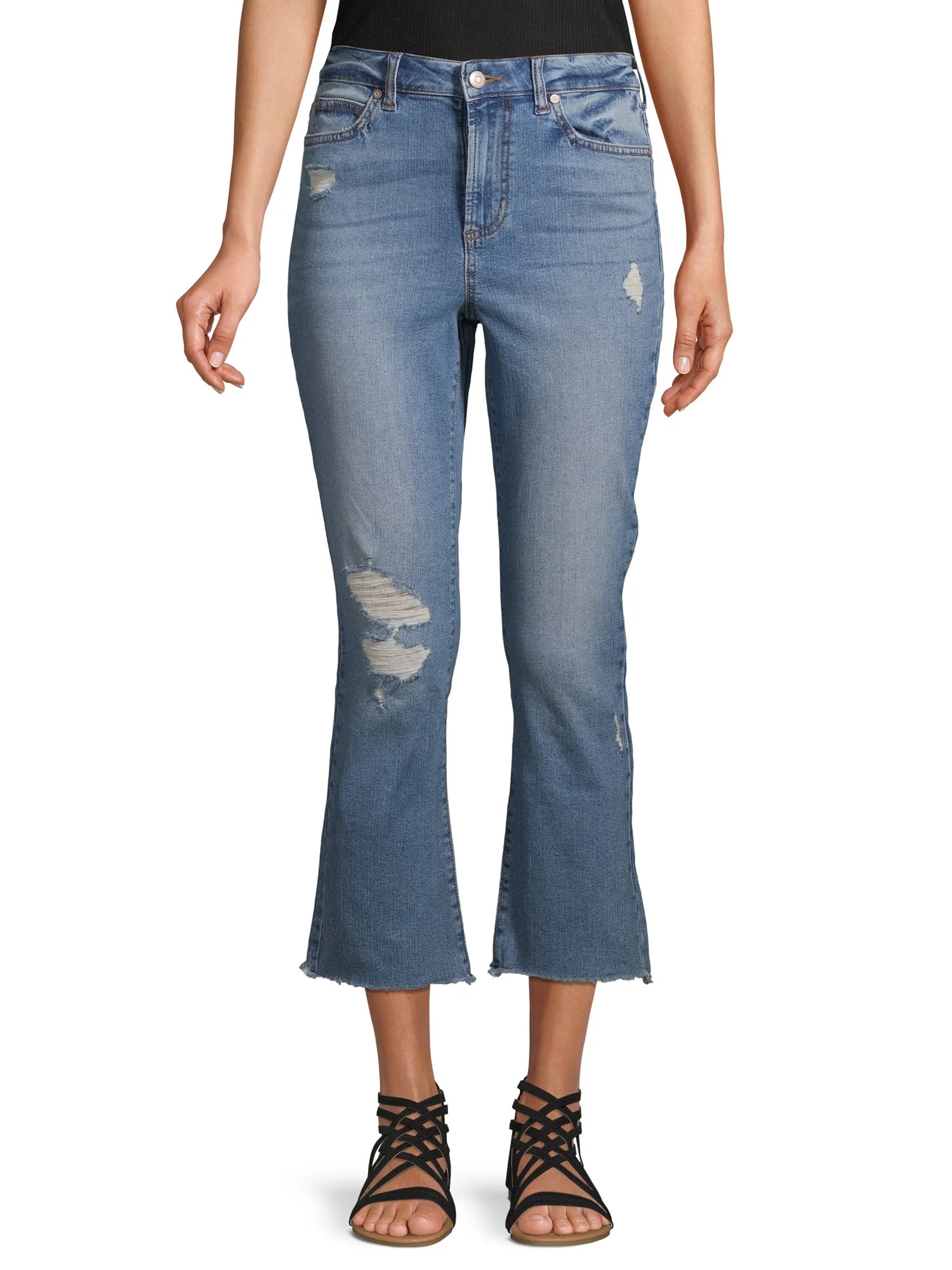 No Boundaries Juniors' Crop Kick Flare Jeans | Walmart (US)