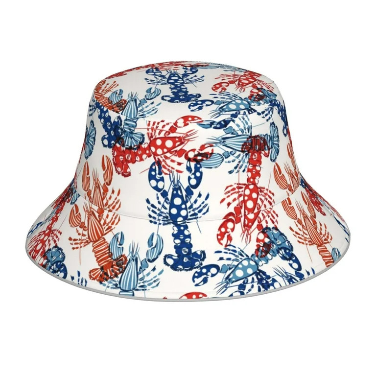 Vsdgher Red Lobster Print Bucket Hat for Men&Women Bucket Hat Reversible Summer Double-Side-Wear ... | Walmart (US)