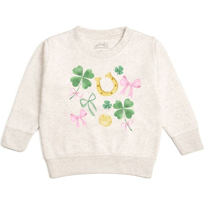 Sweet Wink | Shamrock St. Patrick's Day Sweatshirt, (Natural Heather, Size 12Y) | Maisonette | Maisonette