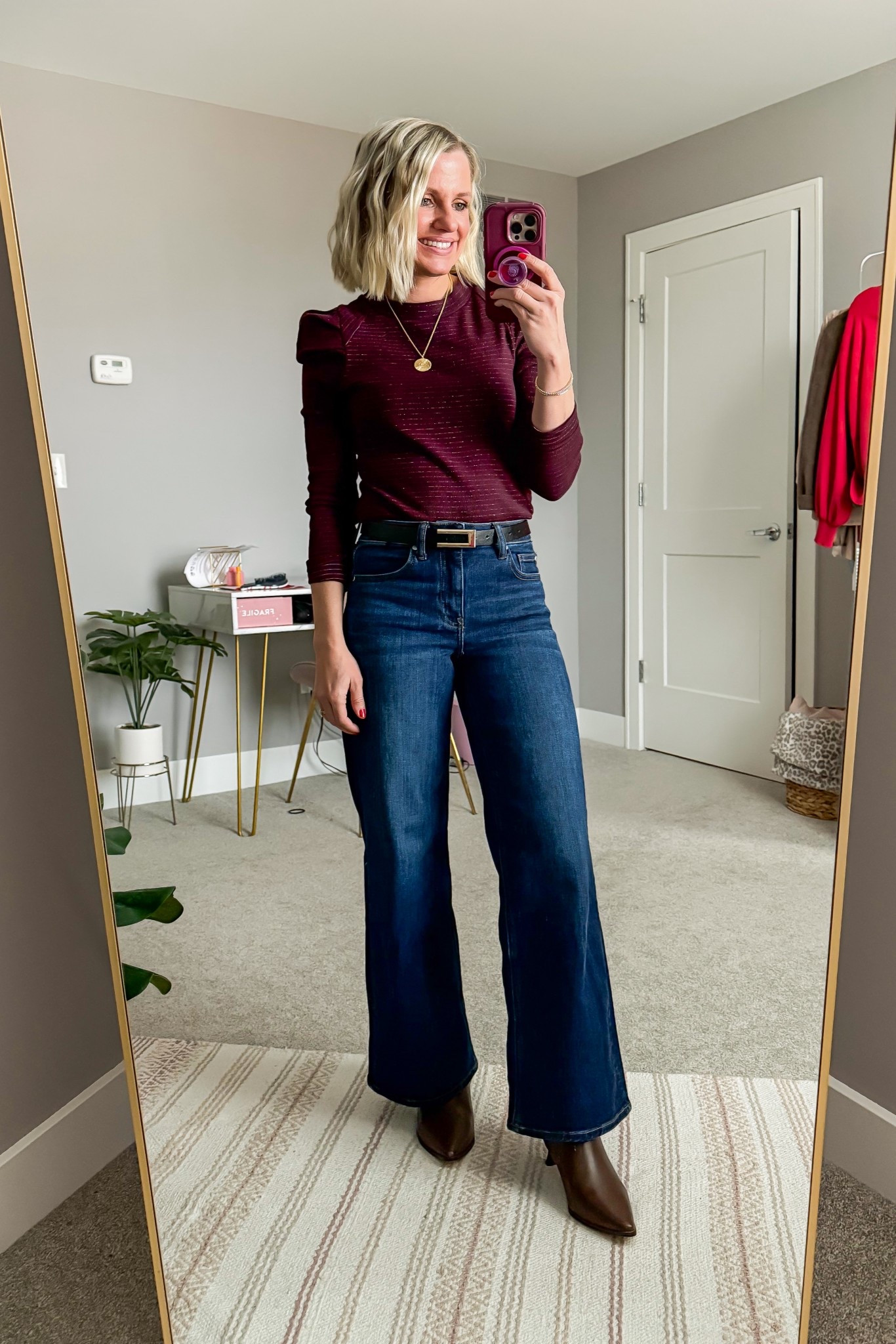 What I’m wearing for a family holiday outing! 
Jeans- wide-leg Quince- 25/28” inseam
Top-Walmart- small

#LTKPetite #LTKHoliday #LTKootd