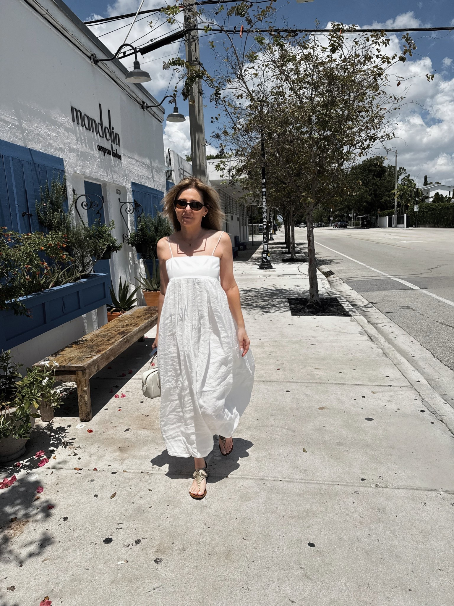 White pintuck spaghetti strap midi dress w snake print thong sandals and an off-white top handle bag 🤍

#LTKSeasonal #LTKootd #LTKSaleAlert