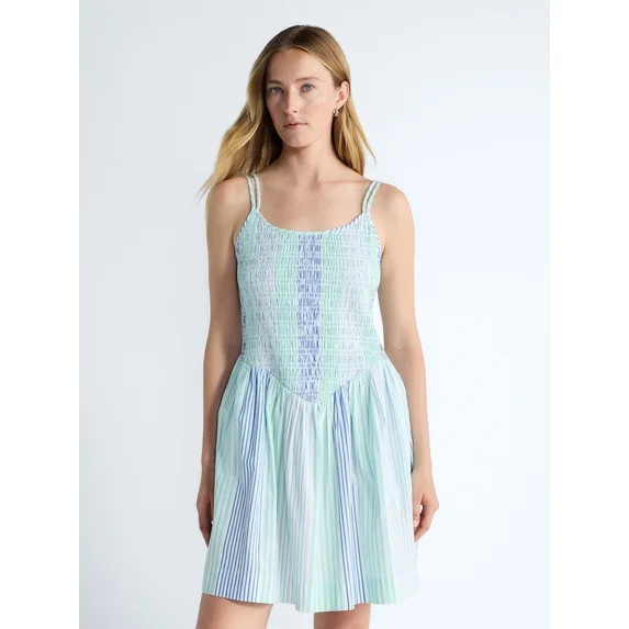 Free Assembly Women's Sleeveless Smocked Cotton Mini Dress, Sizes XS-XXL | Walmart (US)