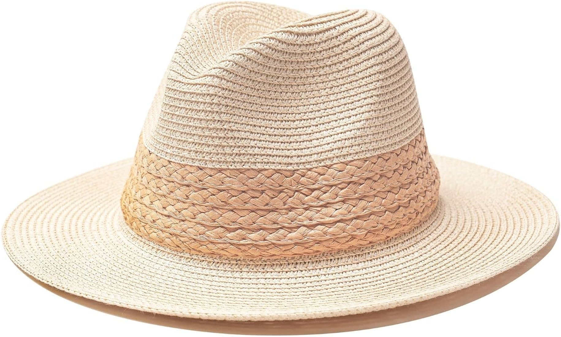 accsa Wide Brim Straw Sun Hats for Women Ladies Raffia Band Beach Panama Hat for Summer Sun Protecti | Amazon (US)
