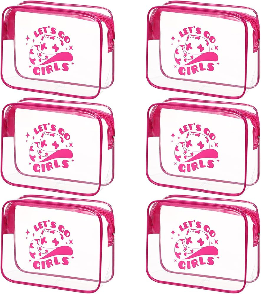 6 Pcs Cowgirl Party Favors Lets Go Girls Party Favors Clear Makeup Bag with Zipper Toiletry Bag f... | Amazon (US)