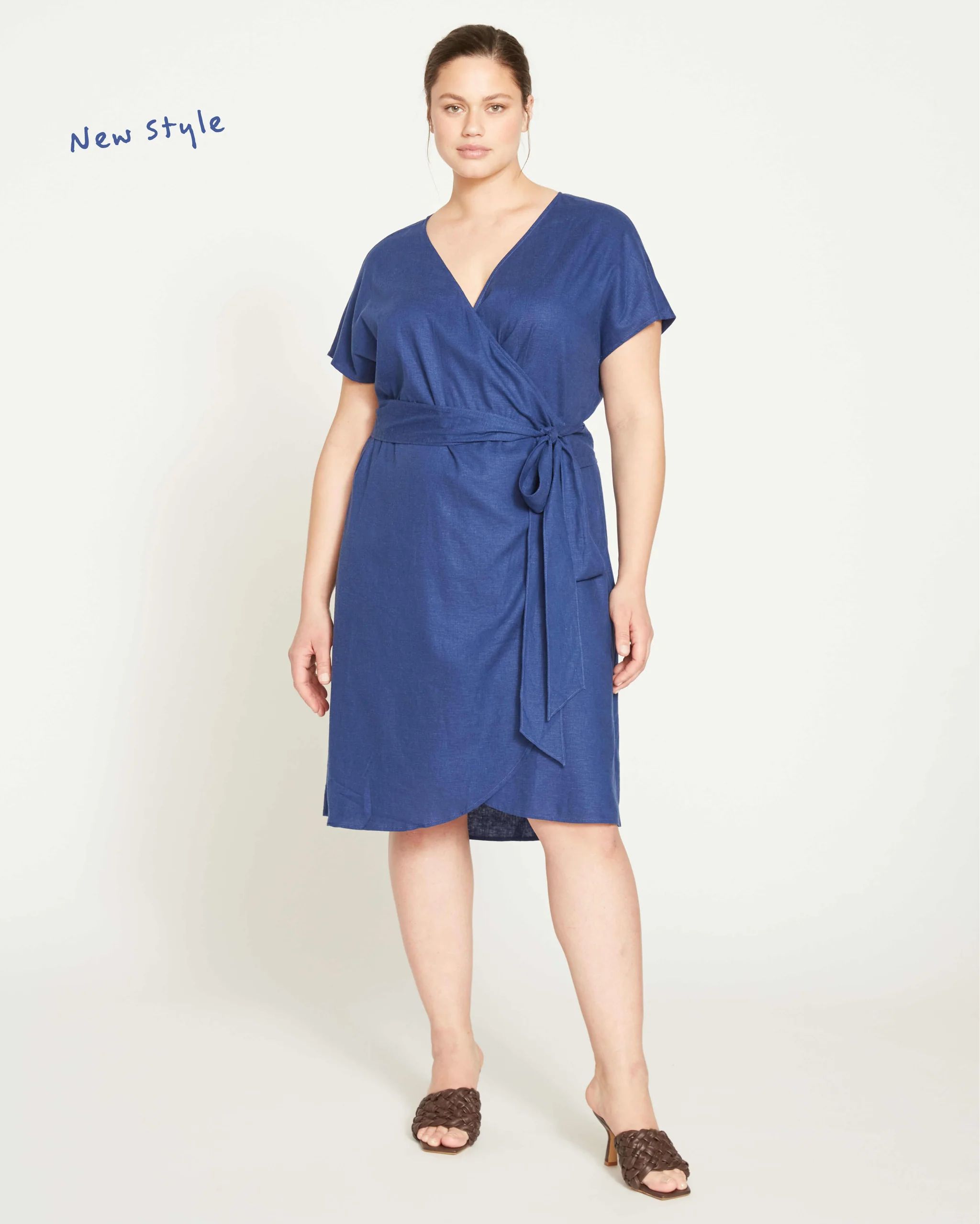 Tulip Hem Linen Wrap Dress - True Blue | Universal Standard