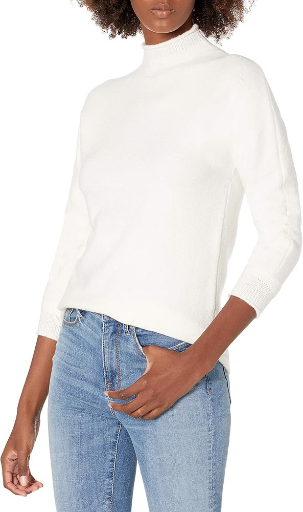 Lark & Ro Women's Boucle Dolman Long Sleeve Mock Neck Relaxed Fit Sweater | Amazon (US)