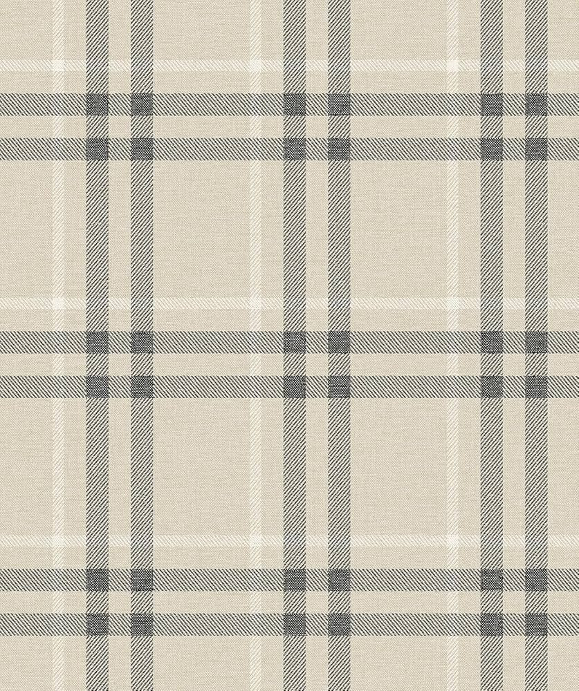 NextWall Seabrook Designs Calverlay Plaid Prepasted Wallpaper (Linen & Ebony) | Amazon (US)