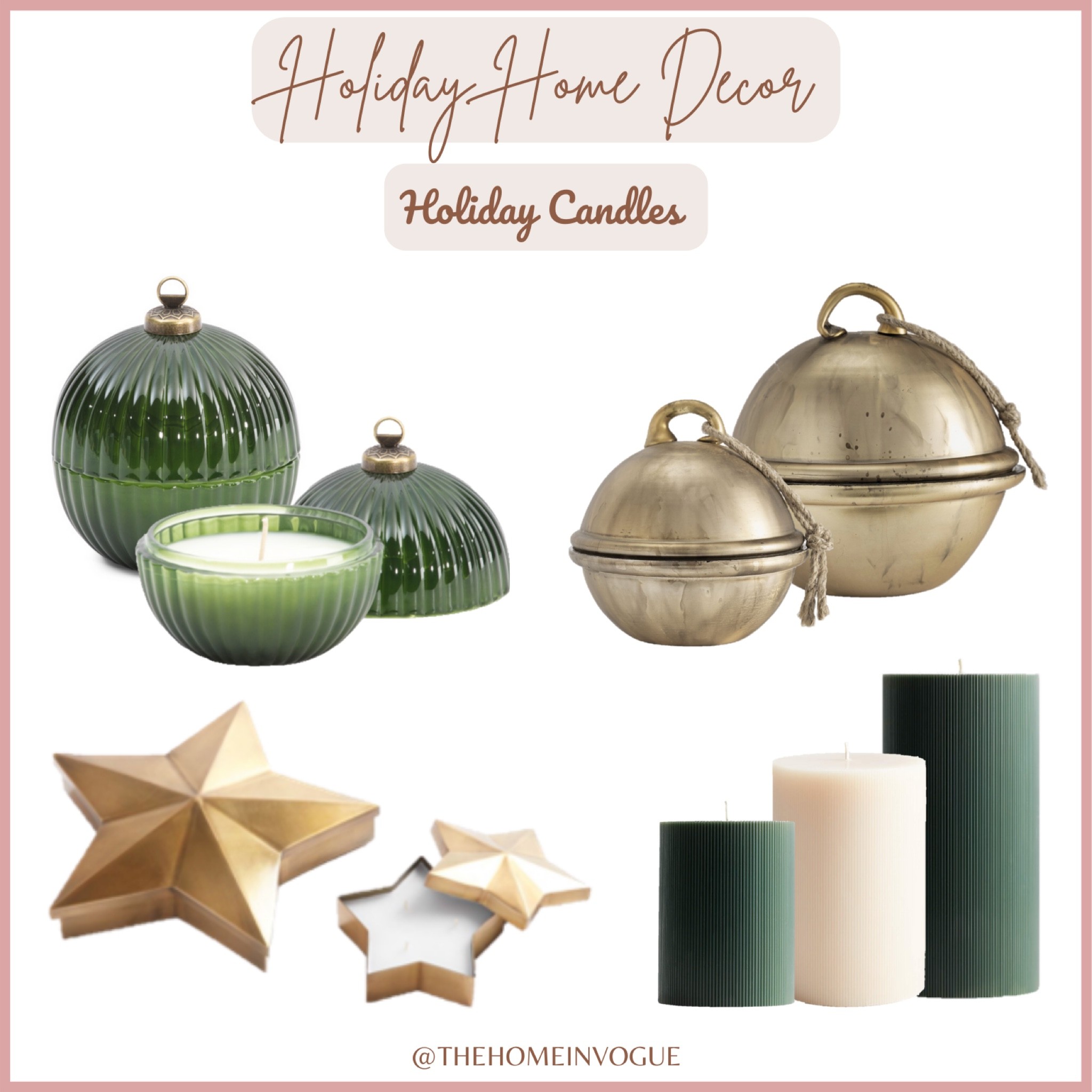 Holiday candles, St. Jude ornament candle, lidded candle, mercury glass scented candle, Capri blue holiday candle, fir and firewood candle, golden metallic finish Christmas tree candle, five point star scented candle, spruce green ribbed pillar candle, bell shaped scented candle, forest fir figural tree

#LTKHoliday #LTKsalealert #LTKSeasonal