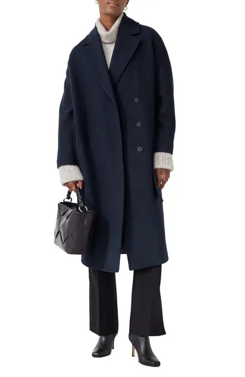 & Other Stories Belted Wool Wrap Coat in Navy at Nordstrom, Size Small | Nordstrom