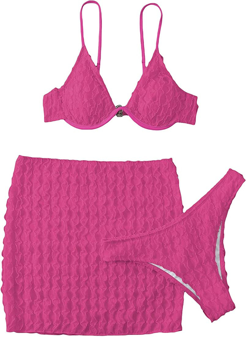 SOLY HUX Bikini Sets for Women 3 Piece Swimsuits Underwire Bikini Bathing Suit with Beach Skirt C... | Amazon (US)