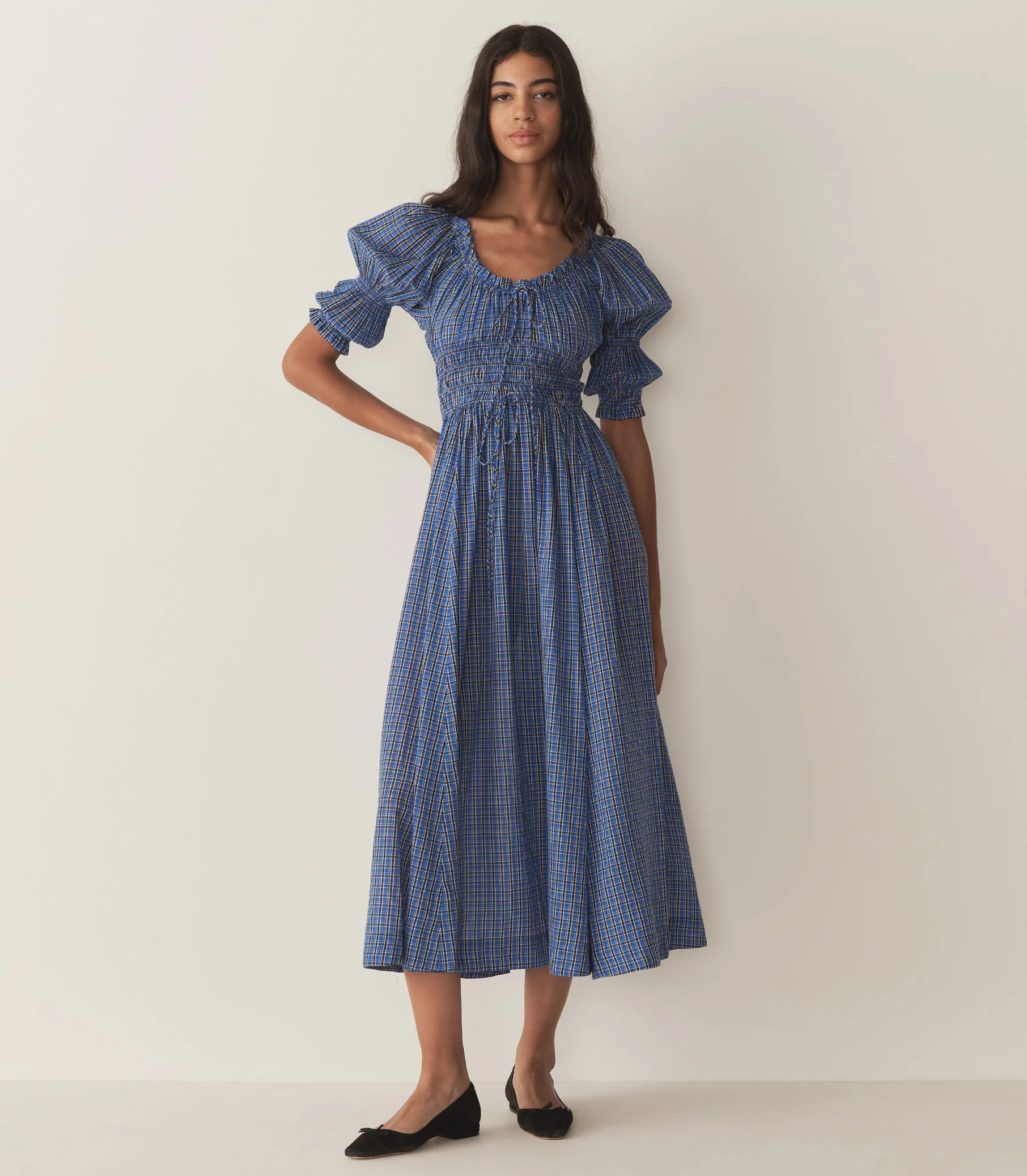 Ischia Dress - Cassis Check | DÔEN | DOEN