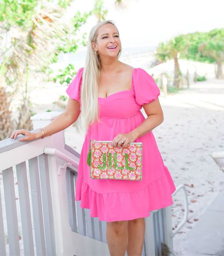 Shell/coral beach bag🐚🪸 Covered with vinyl so perfect for summer! Custom monogram too🩷 Pink dress is size M💕

#LTKSwim #LTKItBag #LTKTravel