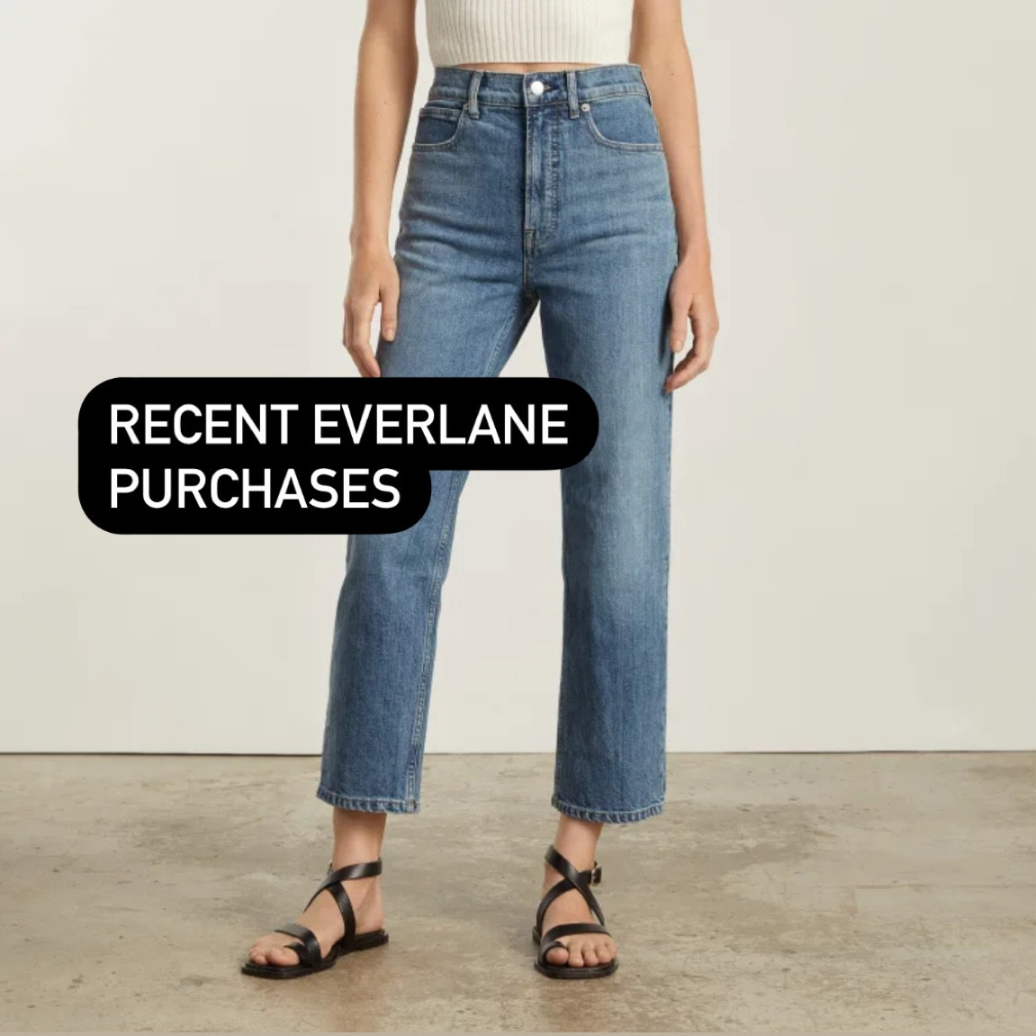 Recent Everlane haul. The box cut tees are my fav. I size up to a medium. Reordering some of my fav jeans. I’ll be keeping the length longer. 