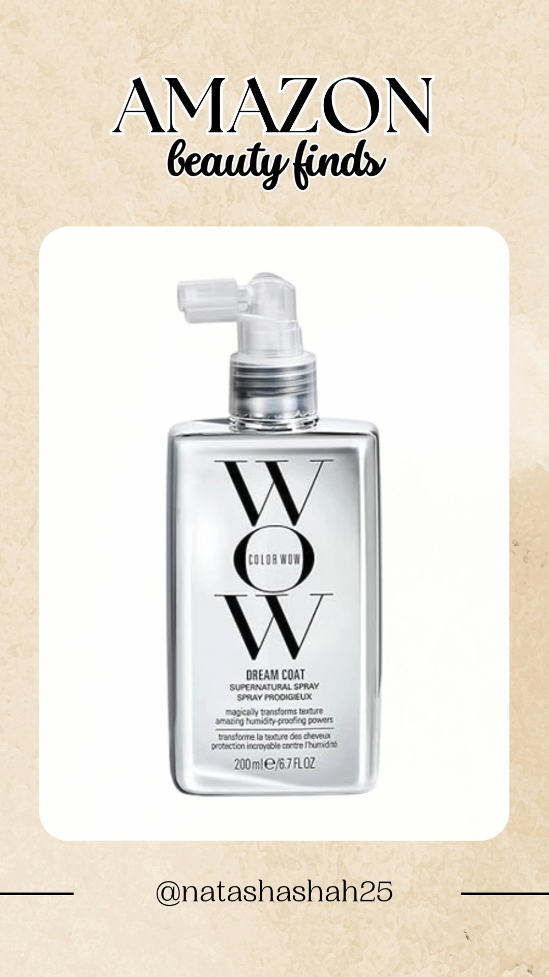 This COLOR WOW Dream Coat Supernatural Spray brings cheerful shine and sleek charm to every hair routine with effortless style. #ColorWow #DreamCoatSpray #SupernaturalHair #HairCareEssentials #FrizzFreeStyle #GlossyLocks #BeautyBasics #DailyGlow #HairGoals #StylingTools 💇‍♀️✨🌟
 

 #LTKbeauty #LTKtravel #LTKstyletip