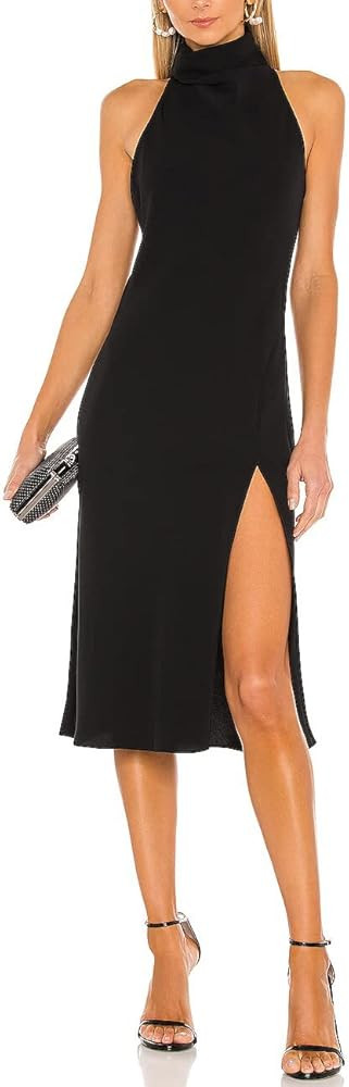 ALENDA DANMOS Women's Elegant Halter High Neck Dress Sleeveless Bodycon Midi Dress Thigh High Sli... | Amazon (US)