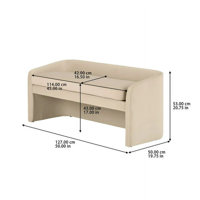 Better Homes & Gardens Wyatt 50" Velvet Accent Bench, Beige | Walmart (US)