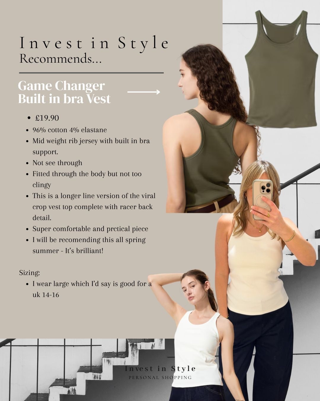 This is a brilliant vest layer , I recommend these built in bra tops every year - this one is new this season. 
Not cropped! 🙌🏻 and a great racer back detail. 

I wear a large 



#LTKspring #LTKstyletip #LTKuk