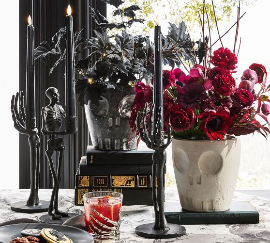 Skeleton Taper Holder: Antique Aluminum: One Size | Pottery Barn (US)