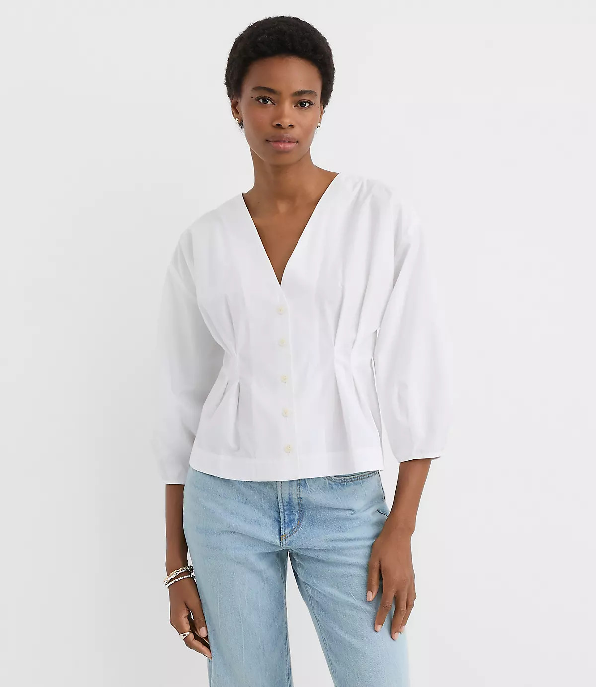 Poplin Cinched Back Shirt | LOFT