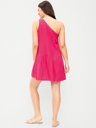 One-Shoulder Asymmetrical Linen-Blend Mini Dress | Old Navy (US)