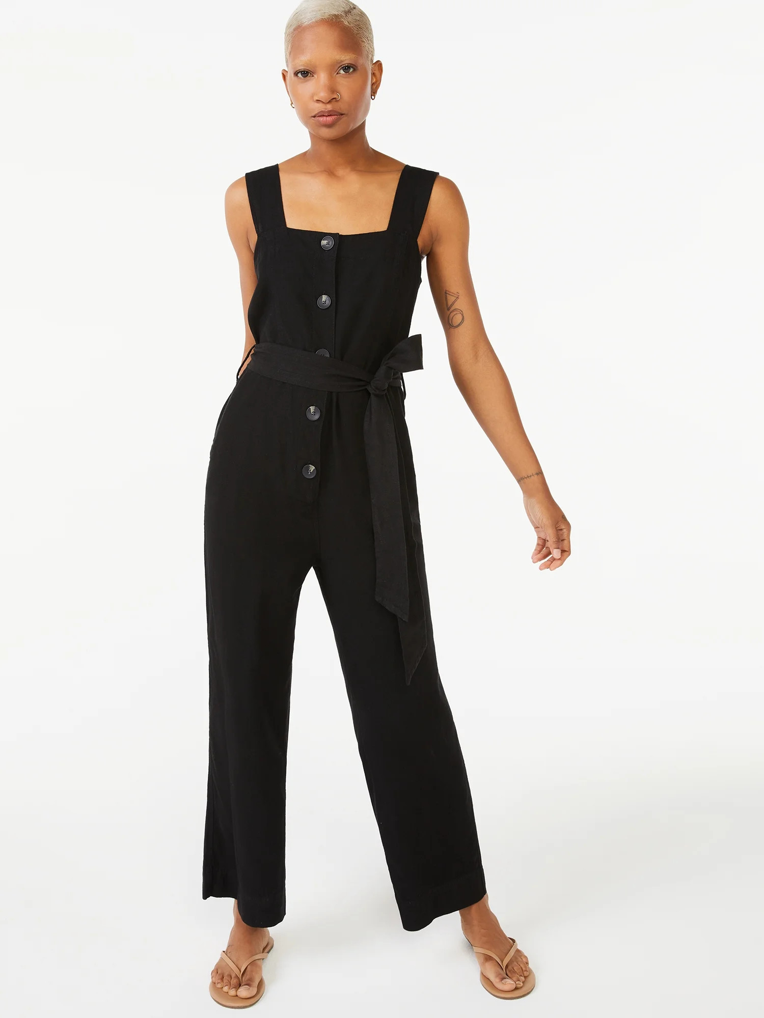 Free Assembly Women's Sleeveless Wide Leg Jumpsuit | Walmart (US)
