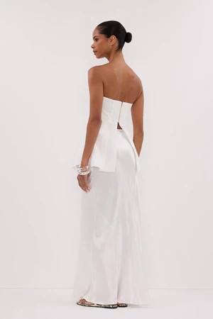 CHARLI WHITE SATIN MAXI SKIRT | DISSH