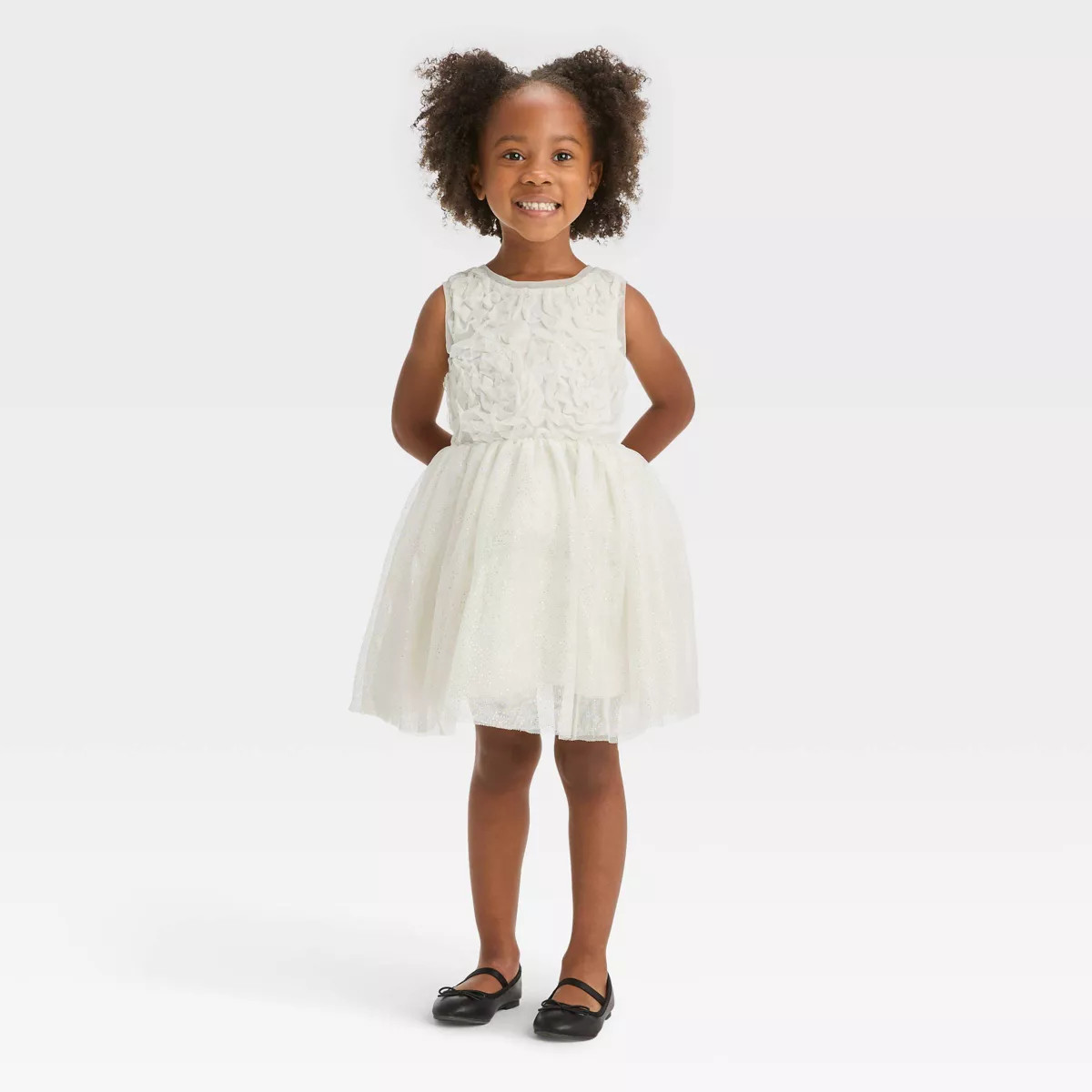 Toddler Girls' Rosette Tulle Dress - Cat & Jack™ Cream | Target
