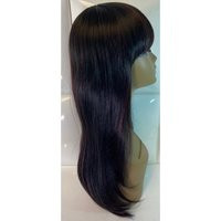 Long Sleek Black Wig With Red Highlights - Synthetic Hair, Bangs | Etsy (US)