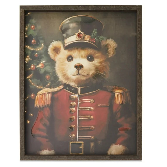 Nutcracker Bear Framed Christmas Wall Art, Multicolor, 15" x 19", by Holiday Time | Walmart (US)