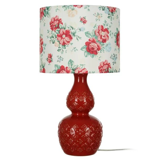 The Pioneer Woman Vintage Floral Table Lamp, Red Finish | Walmart (US)