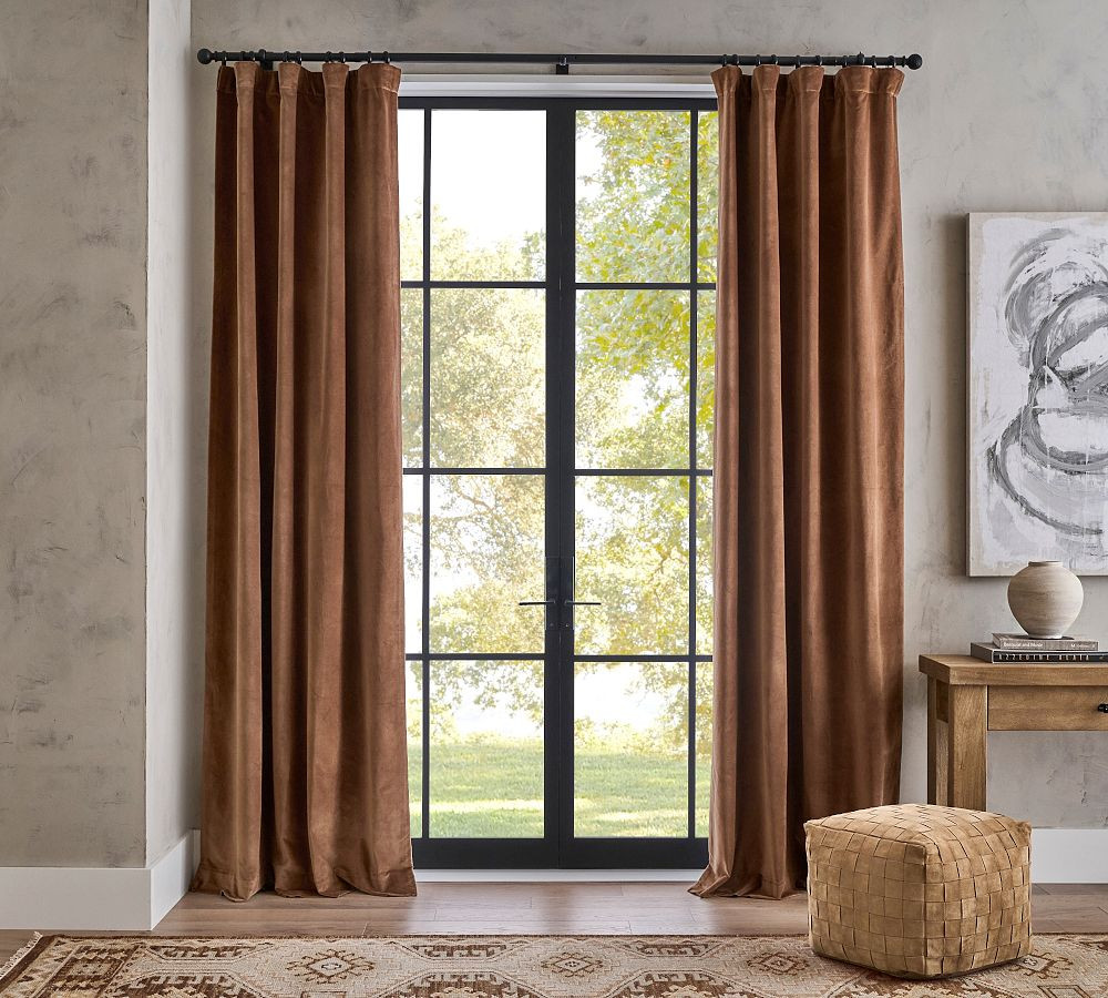 Custom Velvet Twill Blackout Curtain - Cognac | Pottery Barn (US)