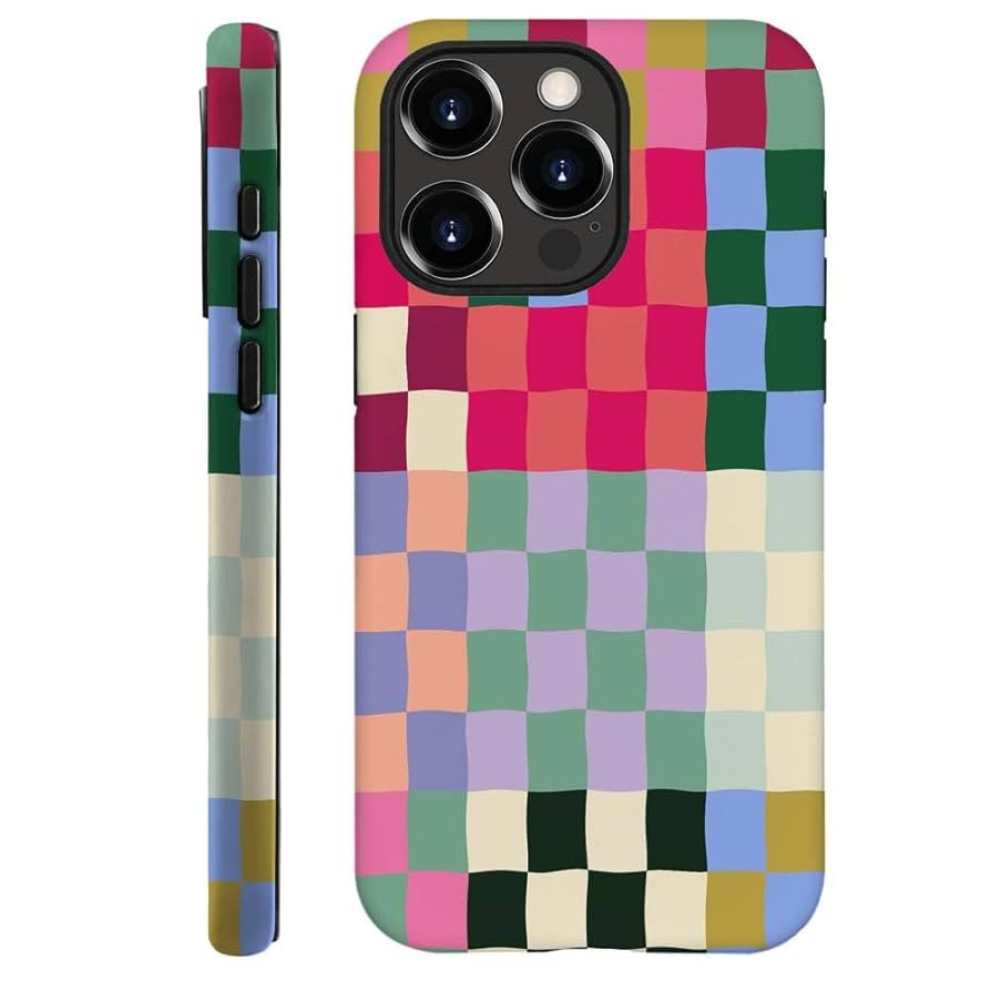 SEized Case Compatible with for iPhone 14 Pro Max,Colorful Checkerboard Phone Case for Girl Women... | Amazon (US)