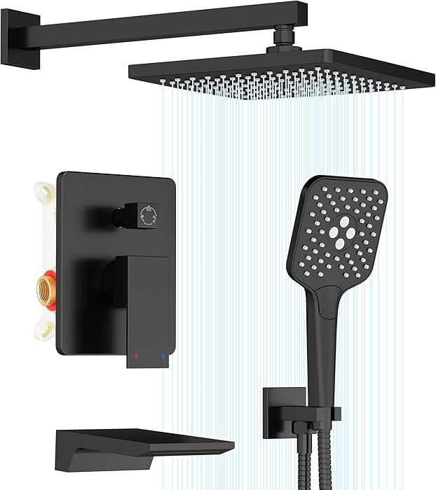 Gabrylly Shower System with Tub Spout, Wall Mounted Tub Shower Faucet Set for Bathroom with High ... | Amazon (US)