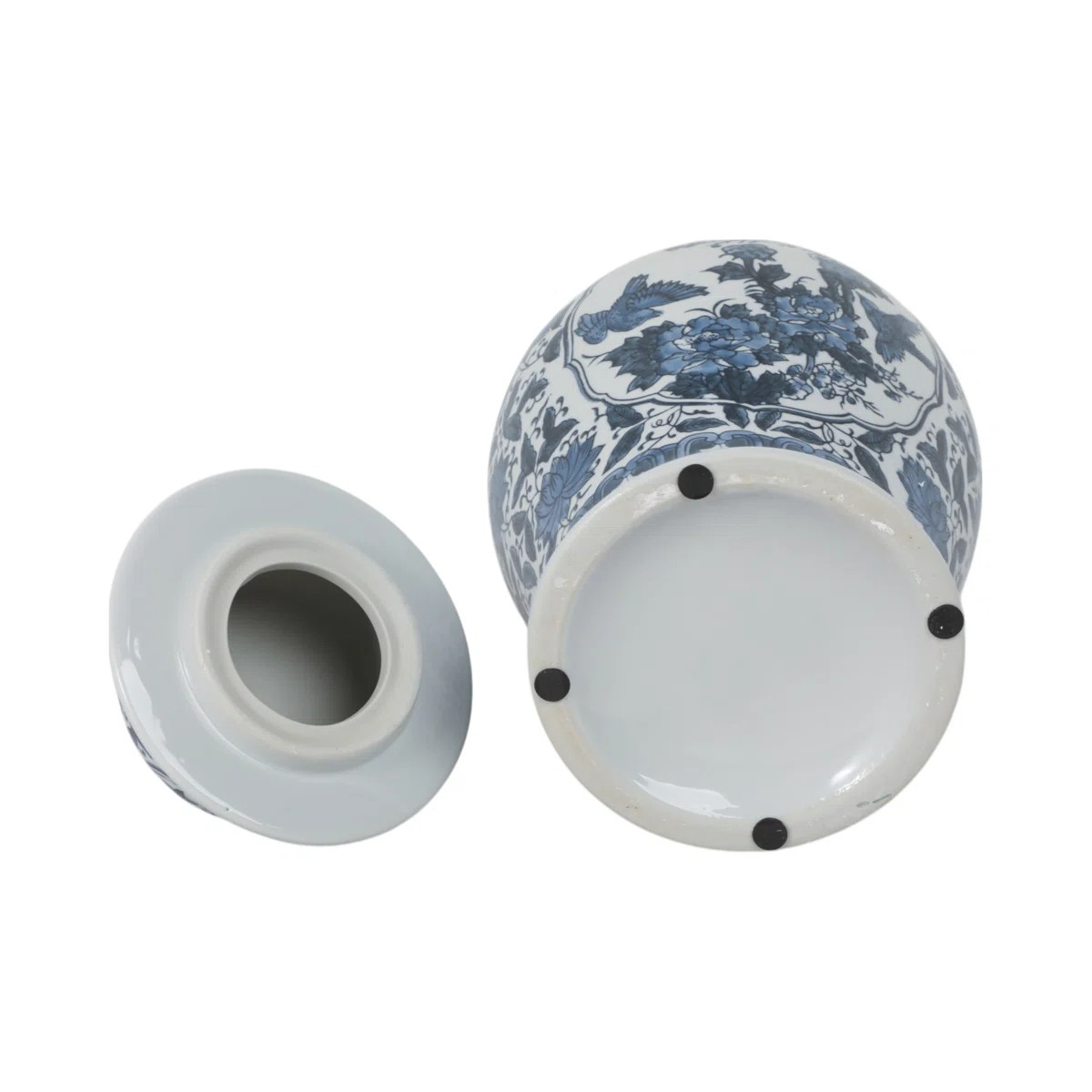 Chinoiserie Blue Ceramic Ginger Jar with Lid - 18" Decorative Stoneware Vase for Home & Office | Wayfair North America