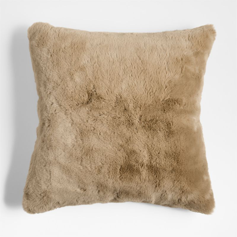 Sierra Tan Faux Fur 23"x23" Throw Pillow with Down-Alternative Insert + Reviews | Crate & Barrel | Crate & Barrel