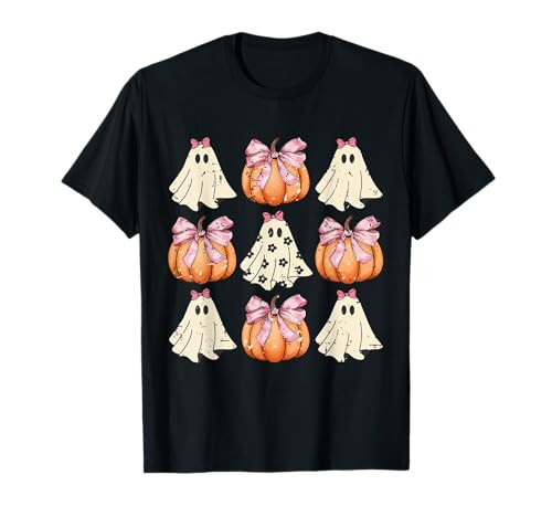 Funny Coquette Bow Pumpkin Halloween Ghost Spooky Season T-Shirt | Amazon (US)