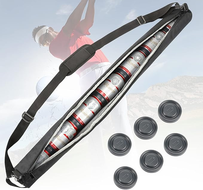 Golf Cooler Beer Sleeve with 6 Ice Pucks - Keep 7 Cans Beer Cold in Your Golfs Bag, Ideal Gifts f... | Amazon (US)