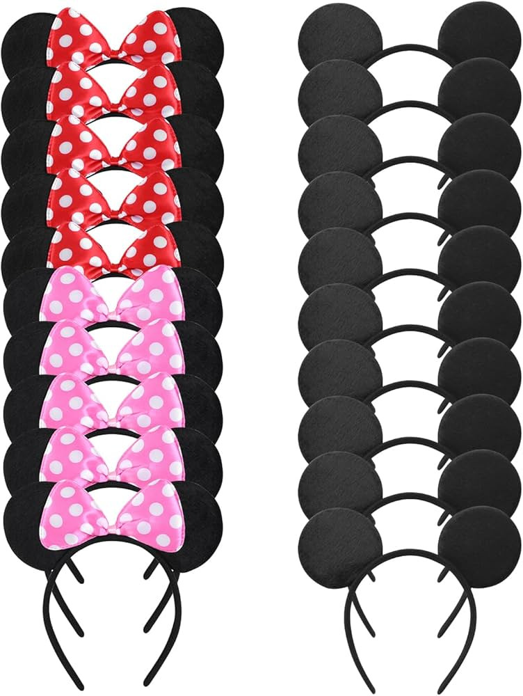 NEWTGAN 20 PCS Mouse Ears Headbands for Birthday Party Theme Park Costume Play Celebration for Bo... | Amazon (US)