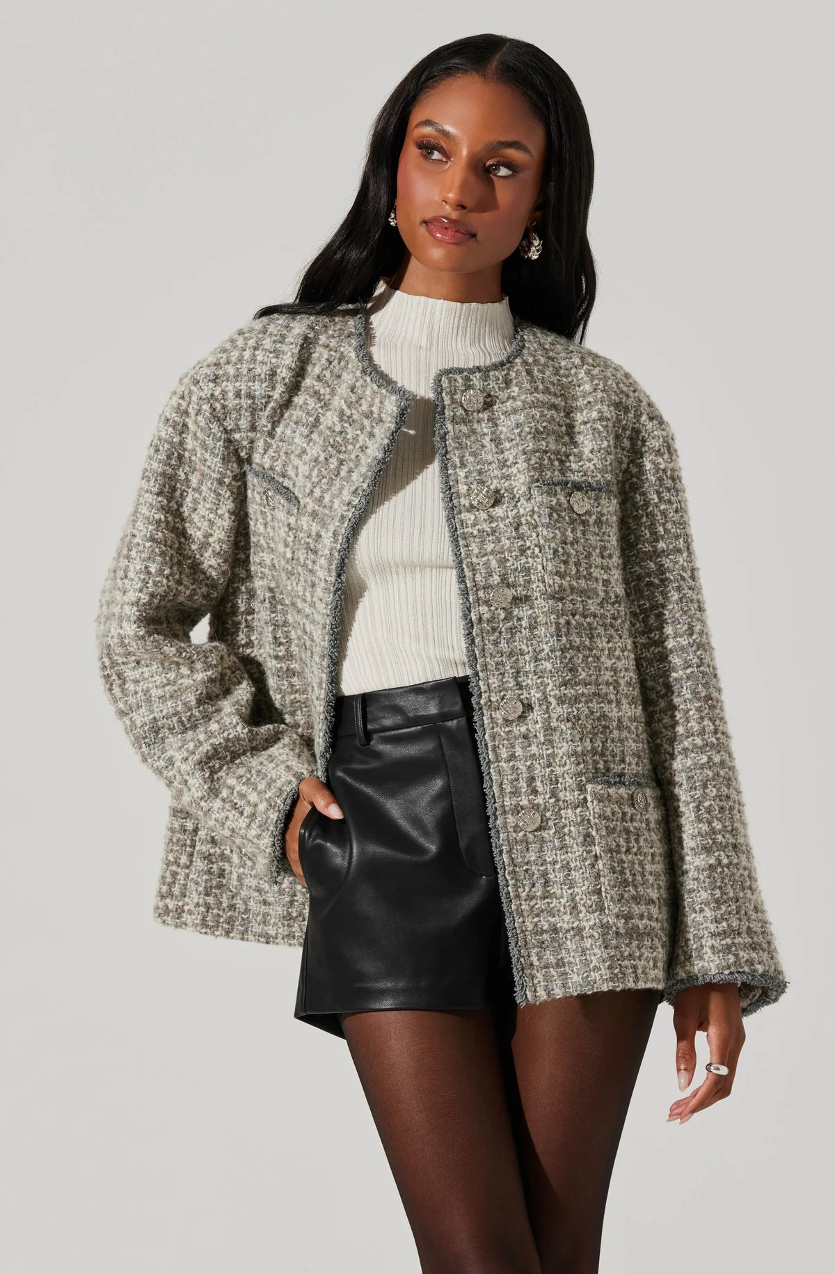 Perona Tweed Oversized Coat | ASTR The Label (US)