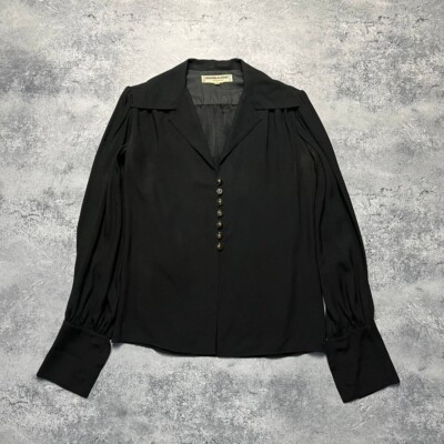 Vintage Yves Saint Laurent Paris Black Blouse Women's Size 40 Long Sleeve | eBay UK