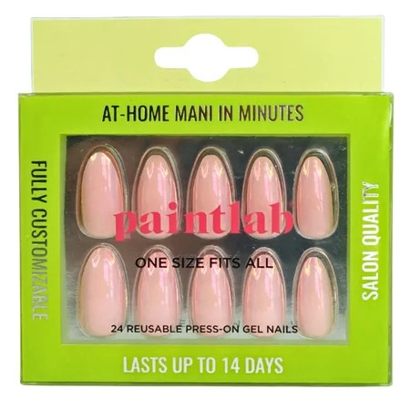 PaintLab Medium Almond Press on False Nails Pink Glazed 24 Count | Walmart (US)