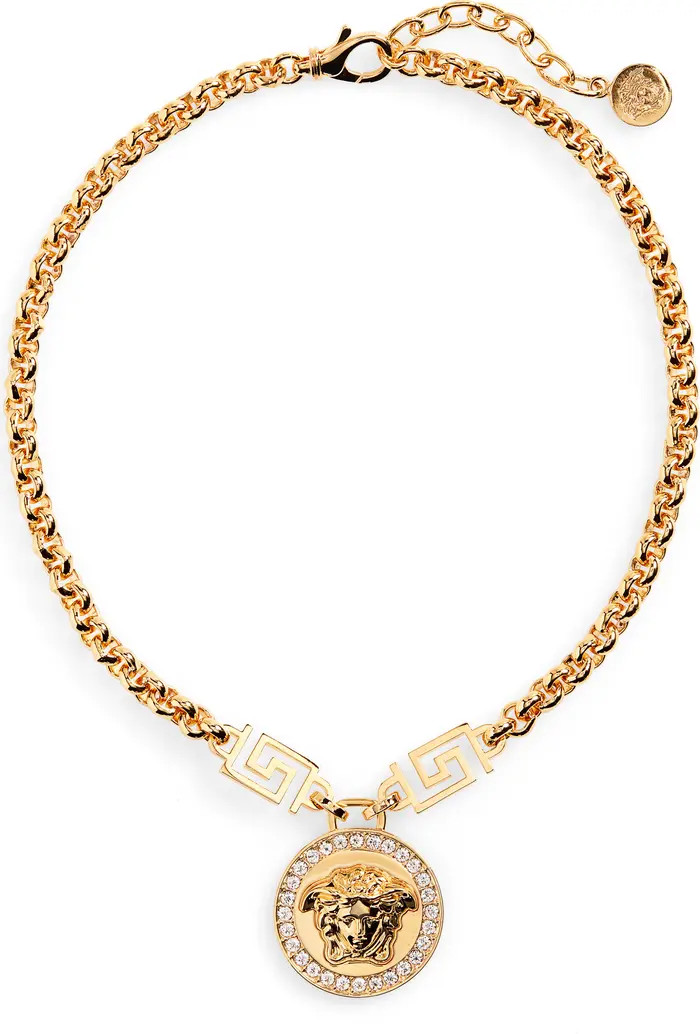Versace Icon Medusa Pavé Medallion Necklace | Nordstrom