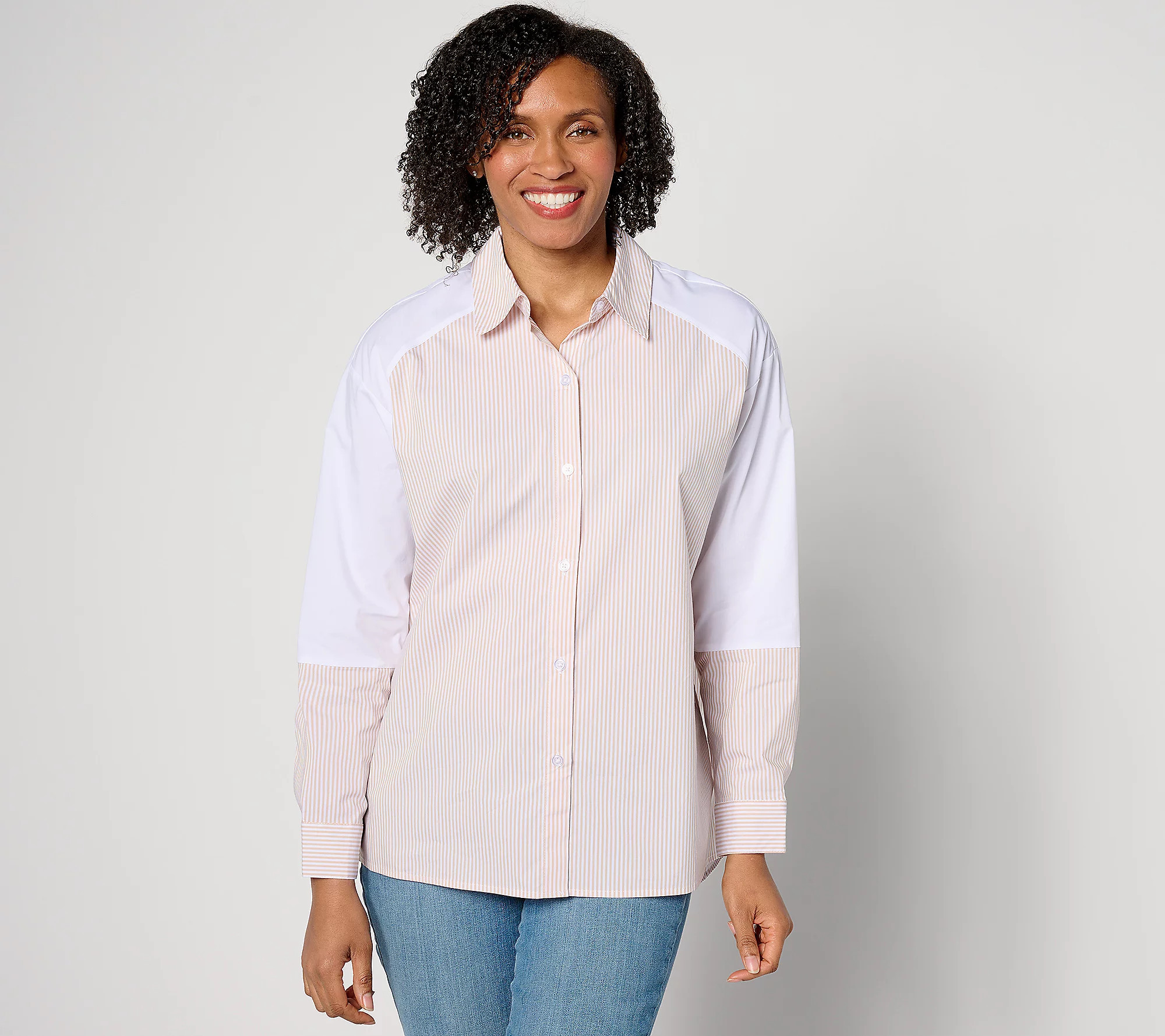 As Is Studio Park x Leah Williams Color Block Button Top | QVC