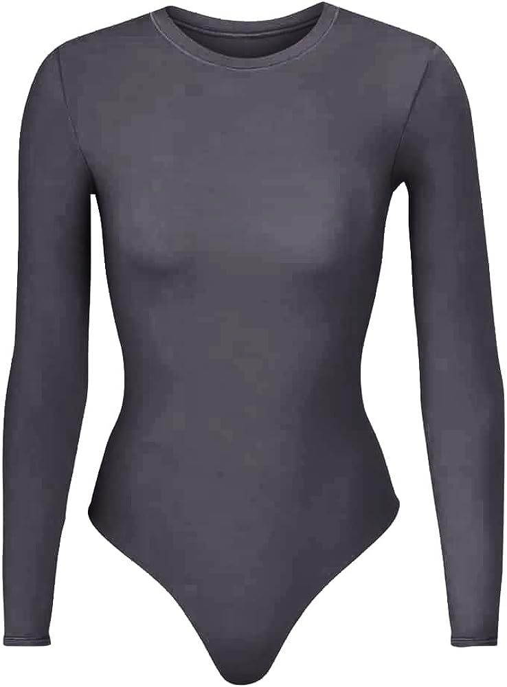 Almere Crew Neck Long Sleeve Bodysuit, Double Lined, Buttery Soft, Essential Basic Top | Amazon (US)