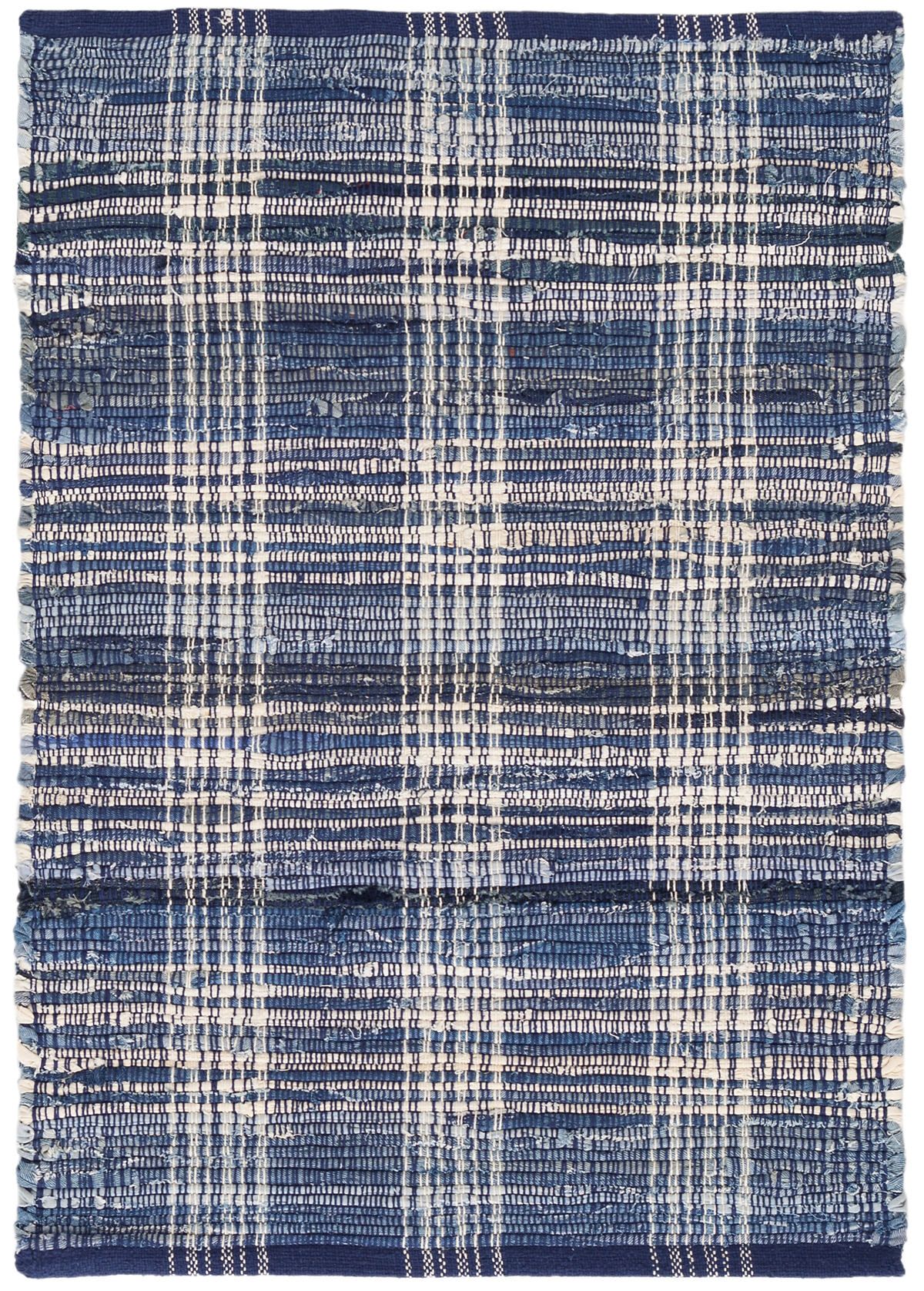 Denim Plaid Woven Cotton Rug | Annie Selke