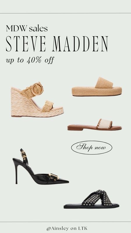 Up to 40% off Steve Madden sale! Love their sandals for summer! 

#LTKStyleTip #LTKSaleAlert #LTKShoeCrush
