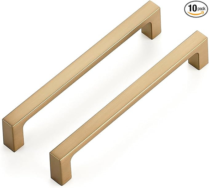 Ravinte 10 Pack Solid 5 Inch Square Cabinet Handles - Champagne Bronze Pulls for Drawers and Kitc... | Amazon (US)