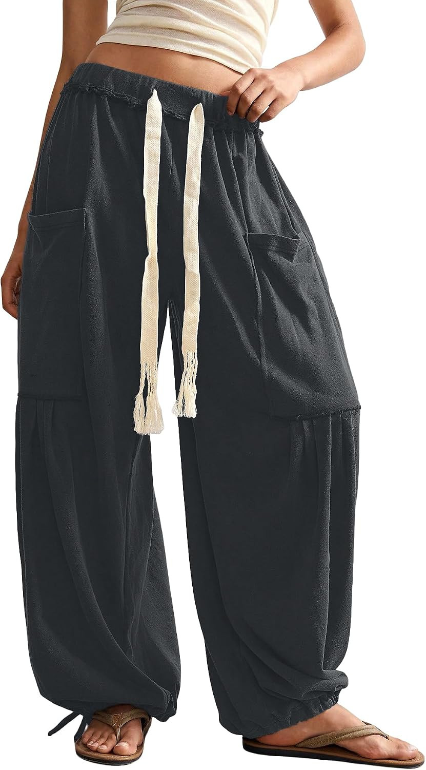 SOLY HUX Women's Boho Harem Pants Baggy Sweatpants with Pockets | Amazon (US)