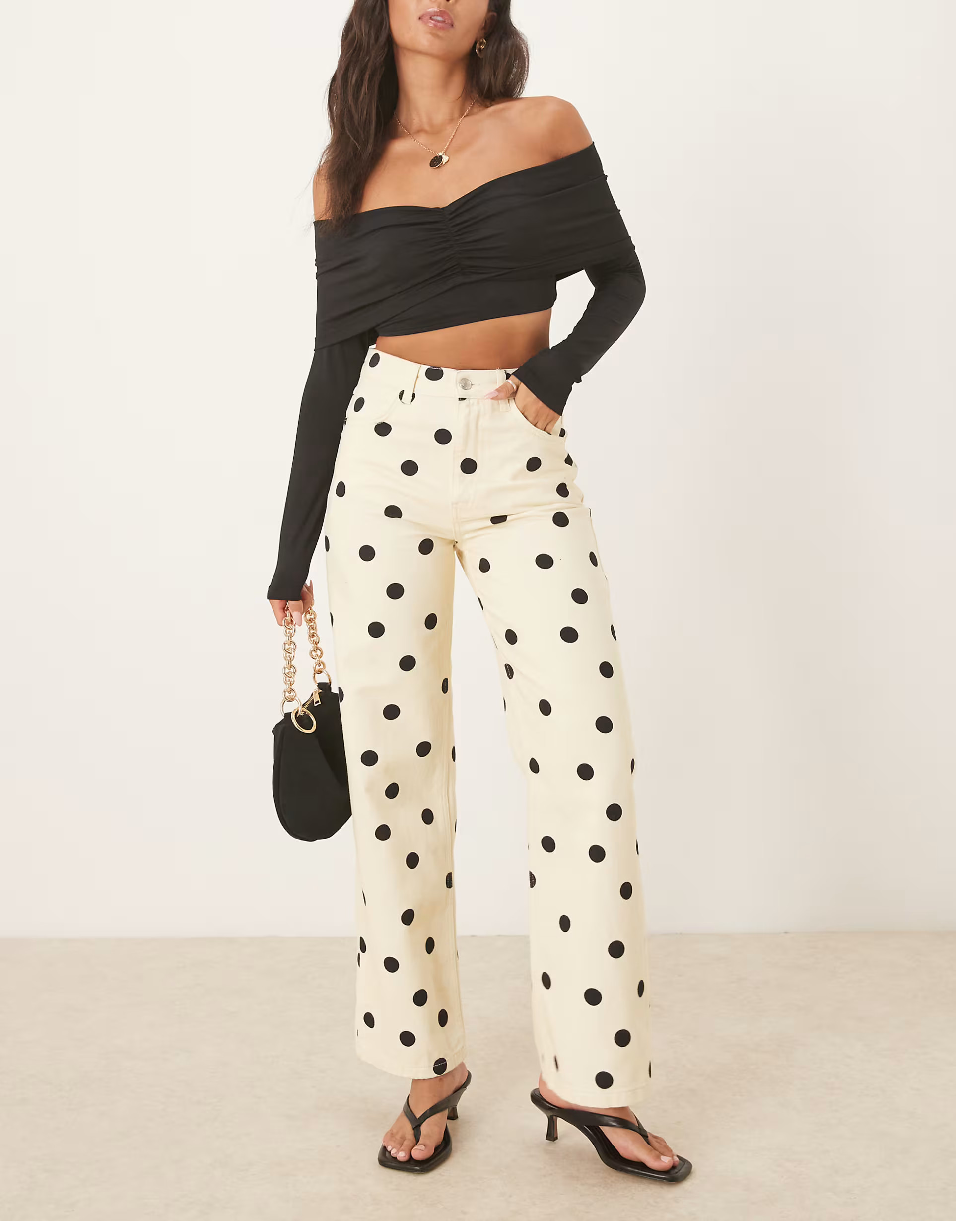 ASOS DESIGN dad jeans in butter yellow polka dot print | ASOS (Global)
