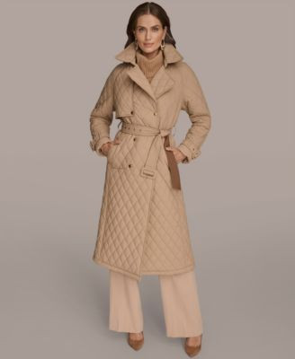 Women's Belted Maxi Quilted Coat | Macy's